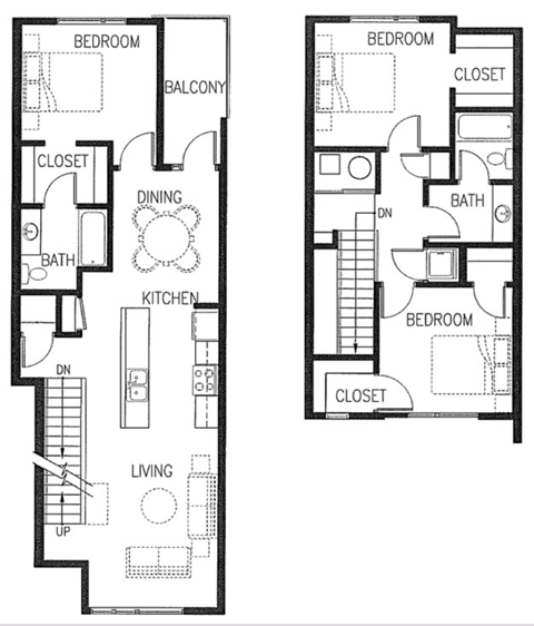 Floor plan for 3 beds, 2 baths, 1385 sqft